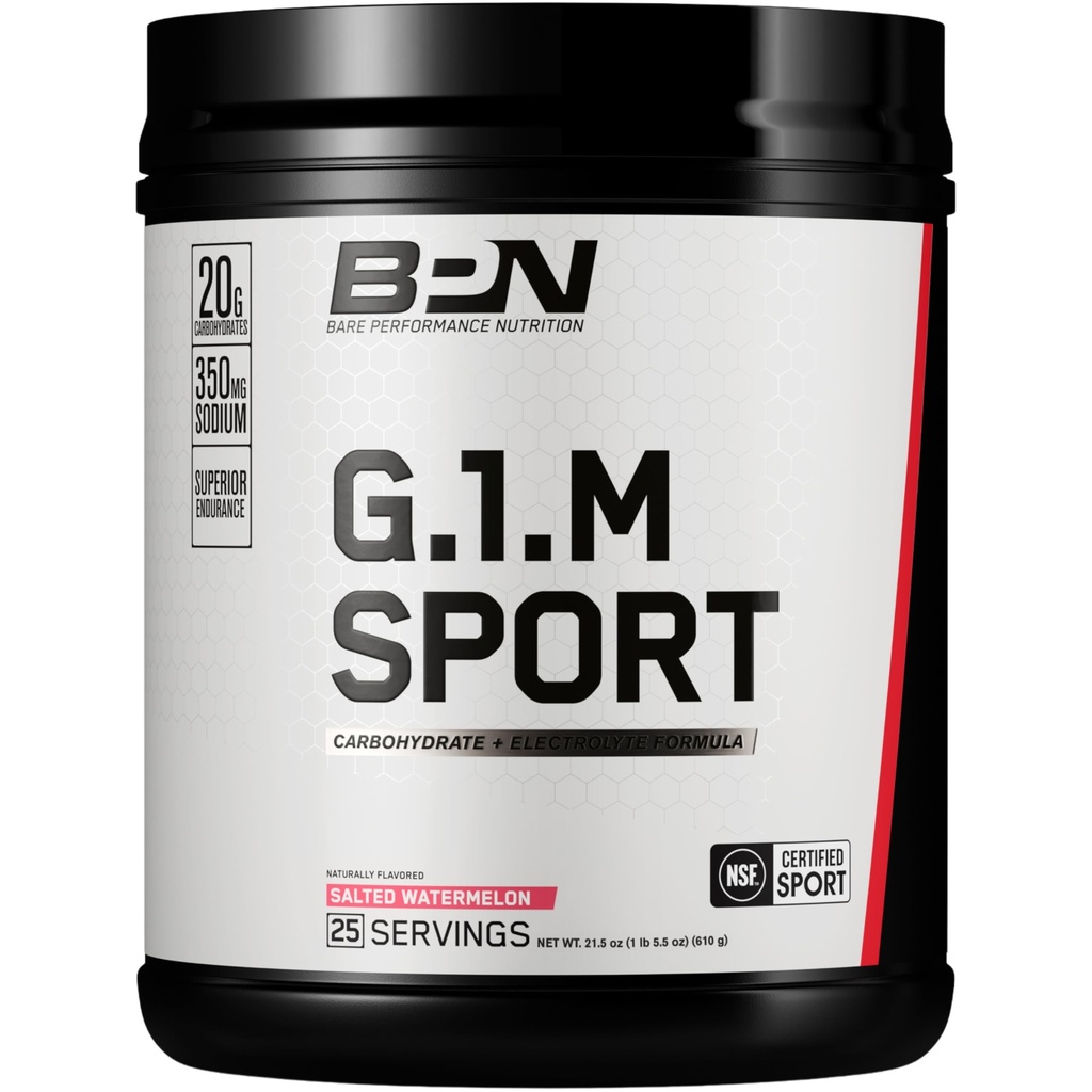 NUTRIÇÃO DE DESEMPENHO BARE, BPN G.1.M Vá mais um esporte, combustível de treinamento de resistência, fórmula de pó de carboidratos e eletrólitos superiores, reduzir a fadiga, melancia salgada, 25 Servings