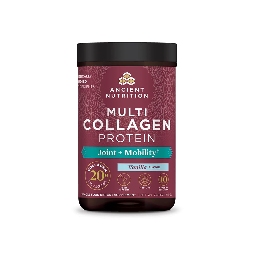Proteína de Pó de Colágeno Nutricional Antigo, Junta de Pó de Proteína de Multi Colágeno + Mobilidade, 20 Servindo, Suplemento Conjunto com Peptídeos de Colágeno Hidrolisado para Pós- Treino, 7.48 oz