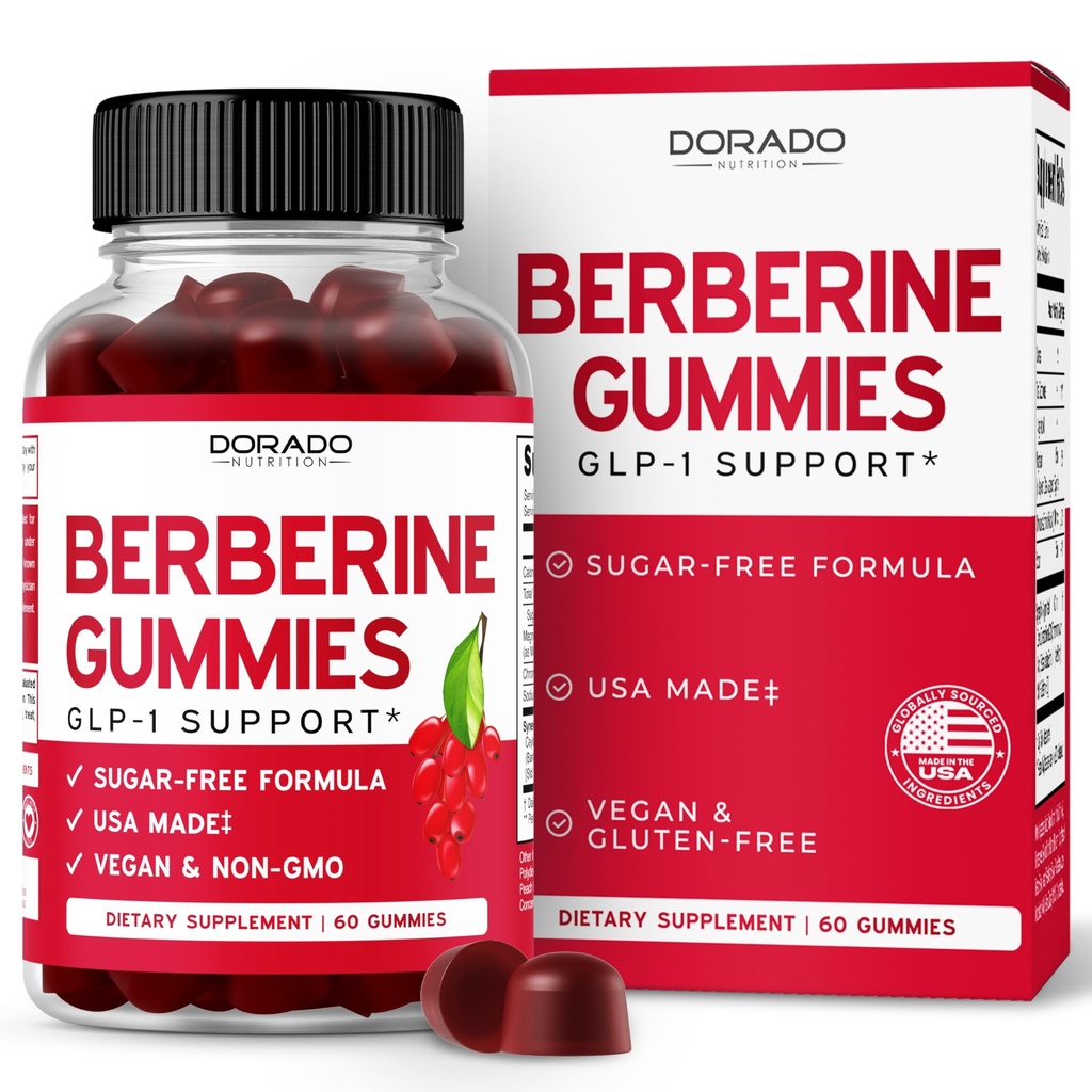 Gummies Berberine com canela de ceilão (1,200mg) Suplemento de canela de ceilão sem açúcar Premium para adultos - Terceira parte testado, não-GMO & Made in USA - 60 Count Mastigable Gummies