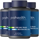 ProHealth Trans Resveratrol Plus 1000mg. Mundos mais pesquisados Suplemento Trans-Res. Doutor Formulado com Quercetin & BioEnhancers para Max Potência. Laboratório testado 98% Puro. 30 Servimentos (3 Embalagem)