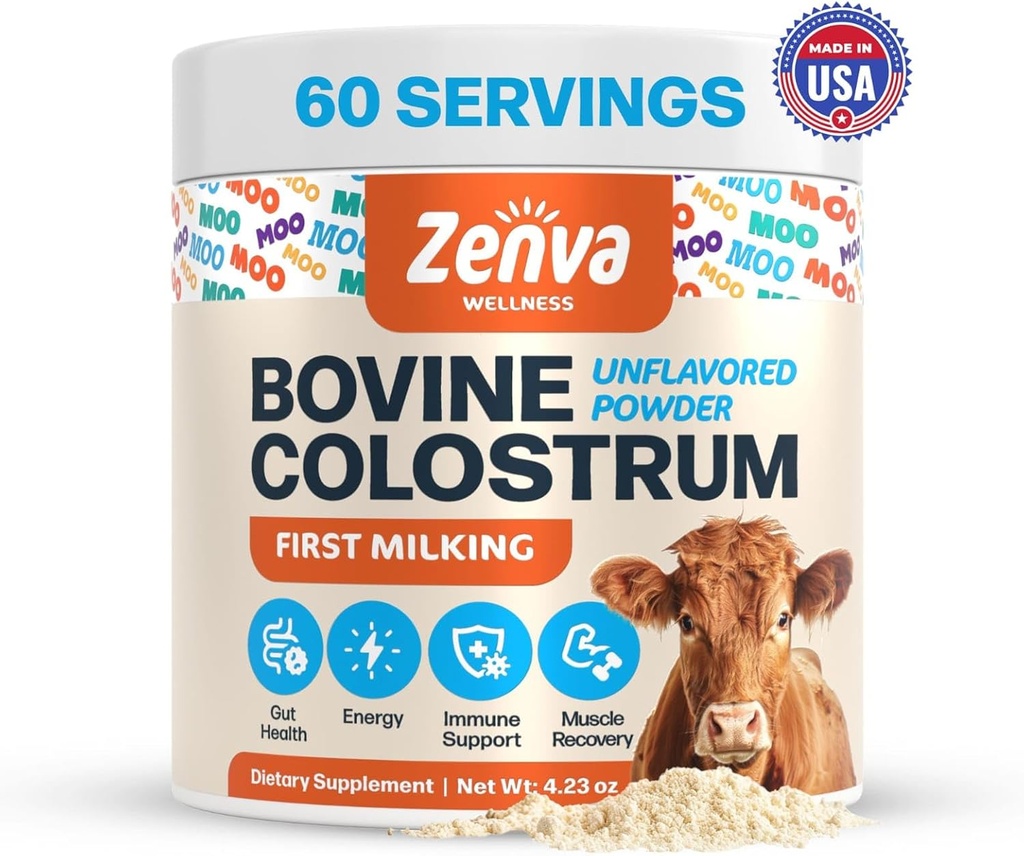 Colostrum Suplemento Bovino Colostrum para Humanos 100% Pure Grass Feed, Supergut Health & Imune Support, 50% IgG, Sem sabor, Calostro Bovino para Adultos Organico 60 Servings Powder