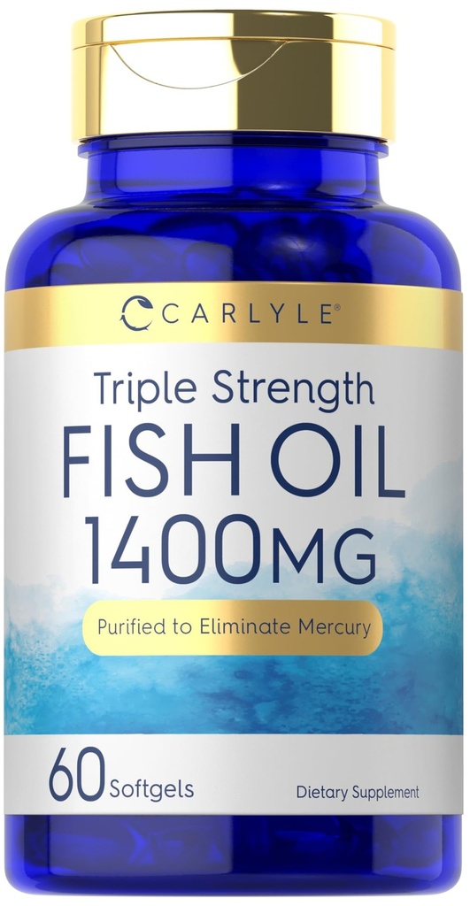 Carlyle força tripla Omega 3 óleo de peixe ou 1400mg 60 softgels não-GMO, suplemento sem glúten