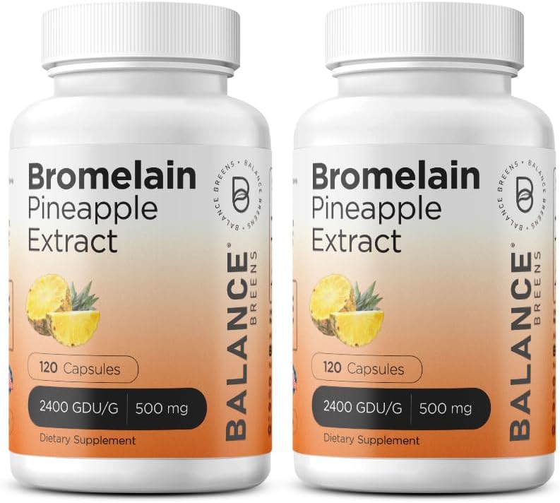 Balancebreens Bromelain 500mg, 120 Cápsulas - Pineapple Extract Enzima Digestiva, Suporta Digestão e Suplemento de Saúde Conjunta