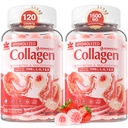 2Pack açúcar-livre hidrolisado Colágeno Peptídio pastilhas cheias para mulheres e homens, com 1500mg proteína tipo I, II, III, V, X, 5000mcg Biotina Vitamina C A E D3 B6 B12 para a digestão imune unhas de cabelo, osso