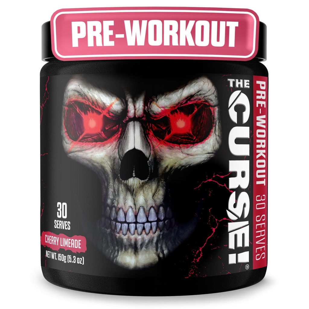 JNX SPORTS A Maldição! Pó pré-treino para homens e mulheres, cafeína, beta-alanina, creatina, L-citrulina, 30 Servings, limão de cereja sabor – aumentar a energia, força e foco