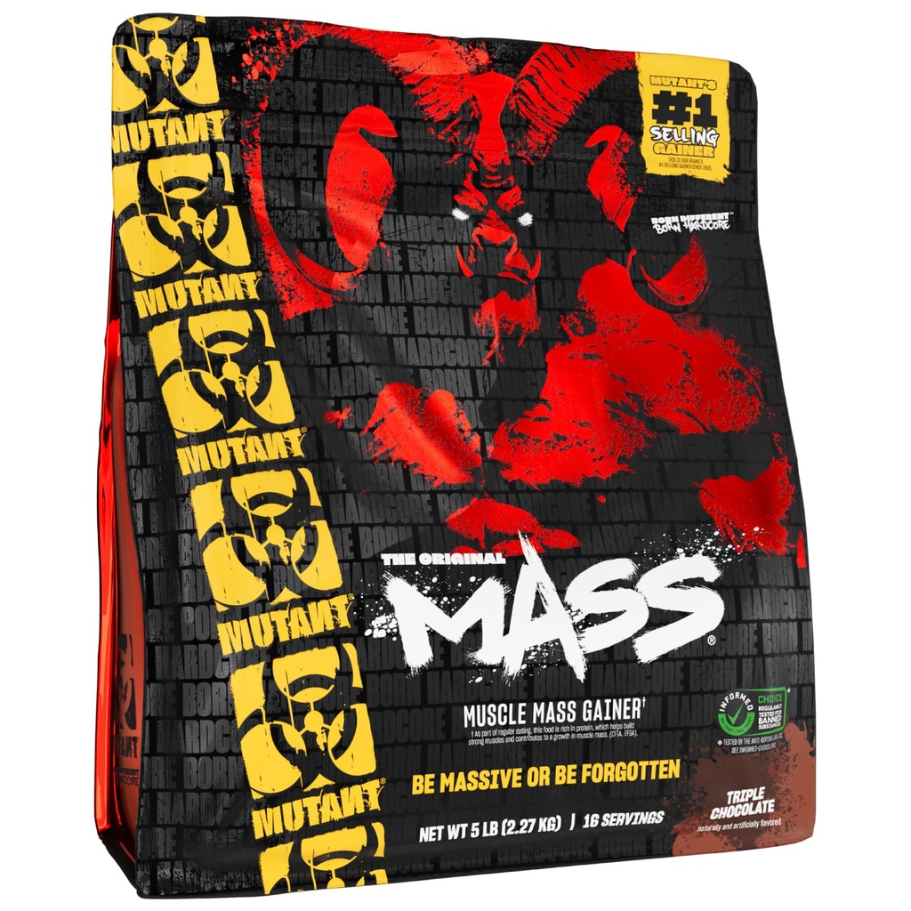 Massa mutante . Peso massa Gainer Proteína Pó - Pó de proteína de calorias altas para ganho de massa - Chocolate triplo - 5 libras