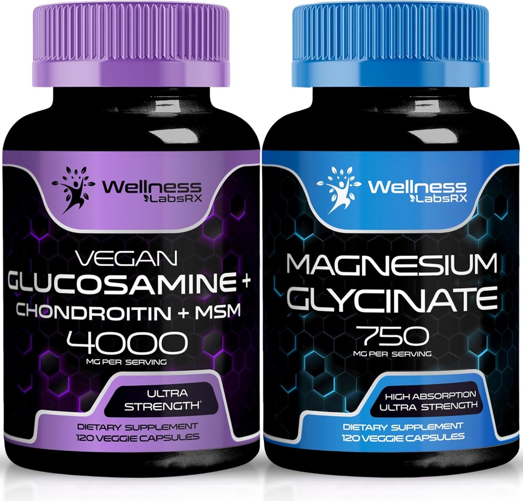 WELLNESS LABSRX Glucosamina Condroitina HSH □ Cápsulas de glicinato de magnésio