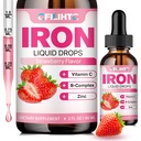 Suplemento de Ferro Líquido para Mulheres Homens & Crianças Gotas de Ferro Multivitamínico com Folato, Vitamina C, B6, B12, Zinco para Anemia, Deficiência de Ferro, Construtor de Sangue, Energia - Natural Strawberry Flavor, Vegan 2 Fl Oz