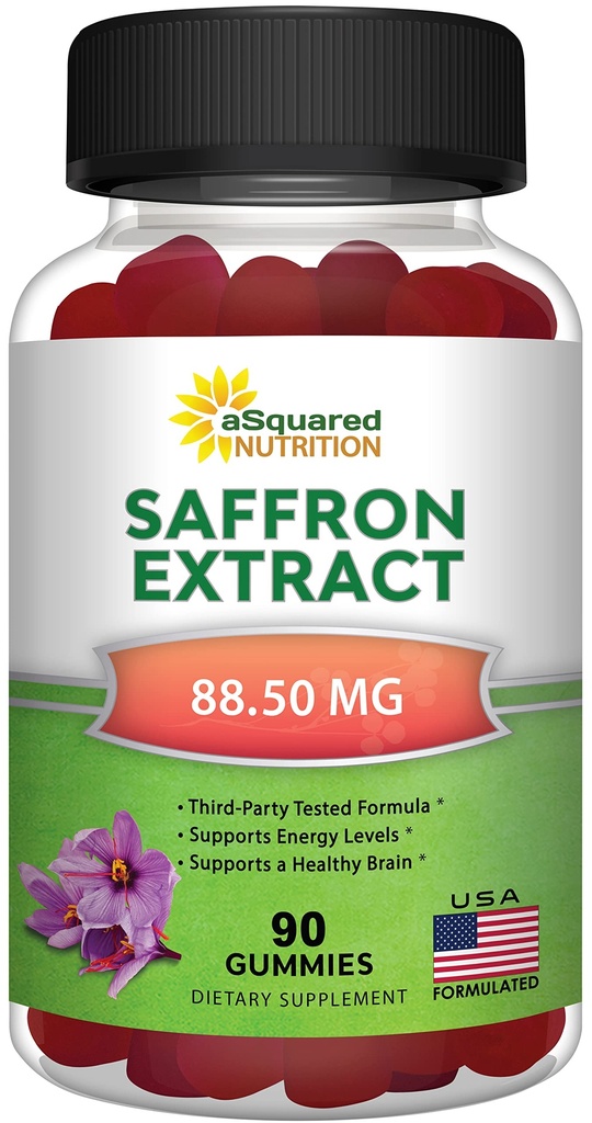 aSquared Nutrition Açafrão Gummies - Suplemento Extracto de Açafrão - Suplementos Pure Gummy Alternative to Cápsulas, Comprimidos, Pó e Chá