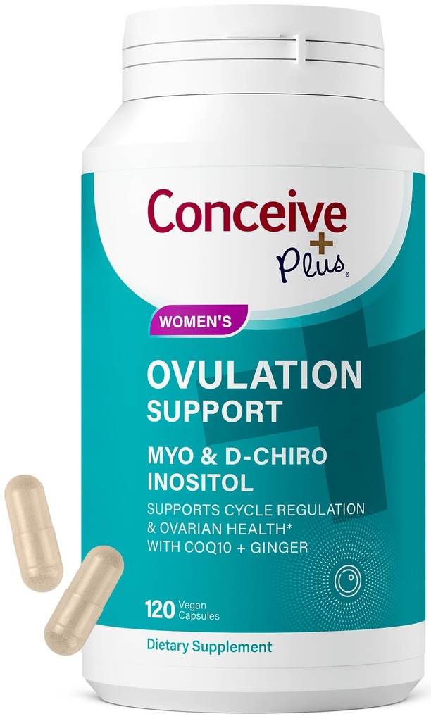 Suporte de Ovulação do PLUSO CONCEIVE Myo-Inositol & D-Chiro Inositol para Mulheres Fertilidade , PCOS Suplementos para Saúde Reprodutiva Equilíbrio Hormônio para Mulheres , COQ10, Ácido Fólico, Ginger , 30 Dia Fornecimento