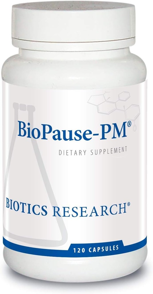 Biotics Research BioPause PM Night Time Apoio Menopausal Equilíbrio Hormonal, Cohosh Preto, Balm Limão, Passionflower, Promove Relaxamento e Calmo, Regula Ritmos Circadianos, Sono Regularmente 120Caps