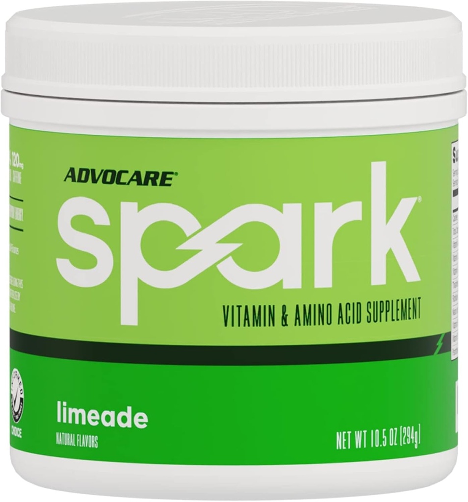 Advocare Spark - Mistura de bebidas energéticas - Suplemento de vitamina e ácido amino - Suporta energia e foco - Suporte imunológico portátil - Livre de açúcar - Limeade (10