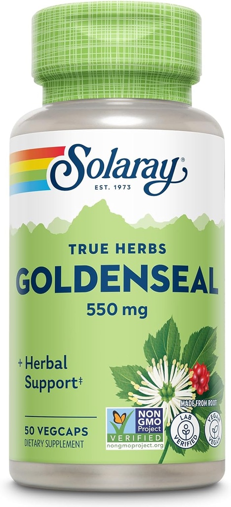 SOLARY Goldenseal Root 550mg - Golden Seal Cápsulas - Suplementos de ervas para apoio ao bem-estar - Não-GMO, Vegan, Gluten Free, Lab verified, 60-Day Money Back Garantia, 50 Servings, 50 VegCaps