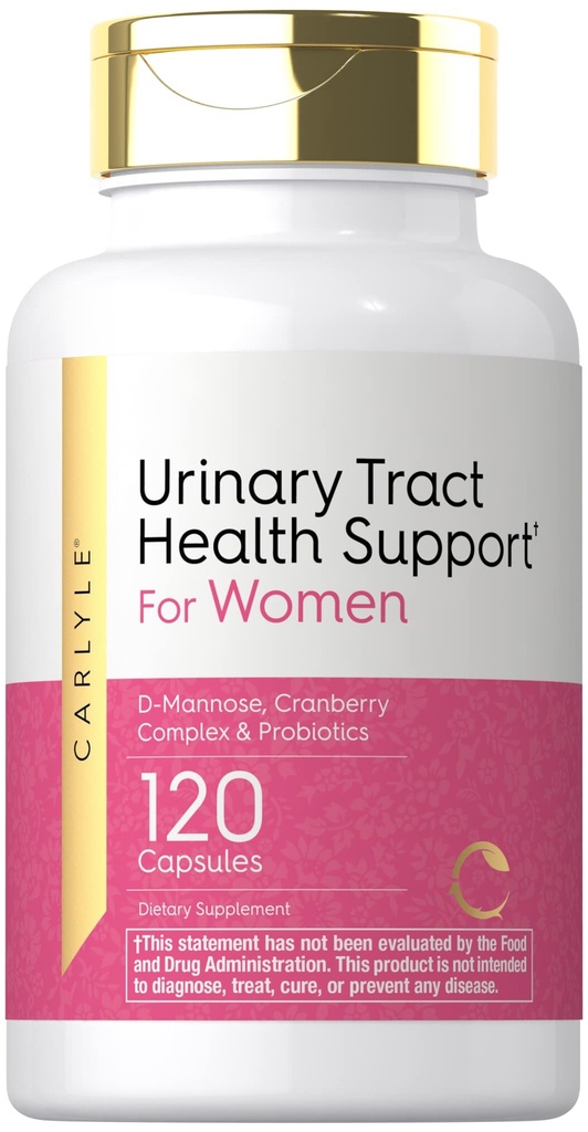 Carlyle Urinary Tract Health for Women 120 Cápsulas Relief for Women com D-Mannose, Cranberry Complex & Probióticos
