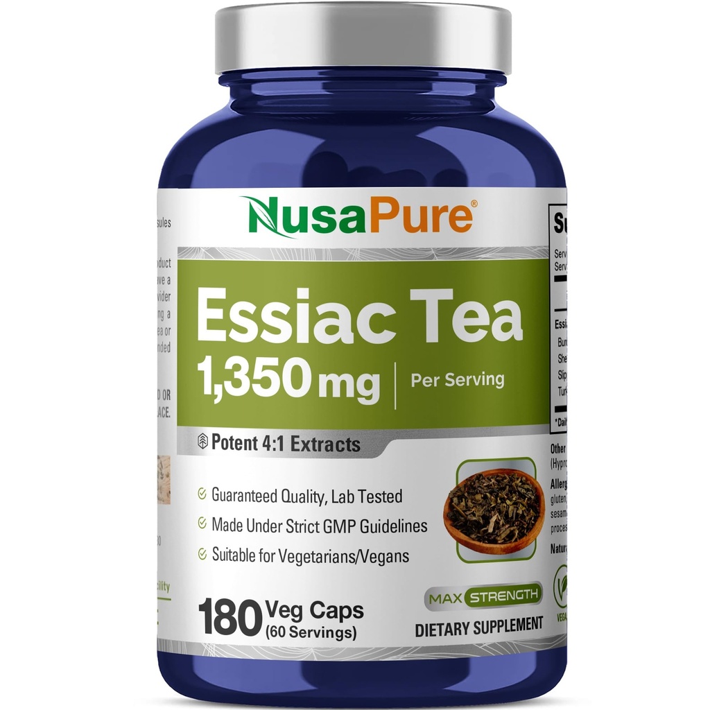 NusaPure Essiac Tea 1350 mg 180 Caps vegetarianos (Vegetarian, Non-GMO)