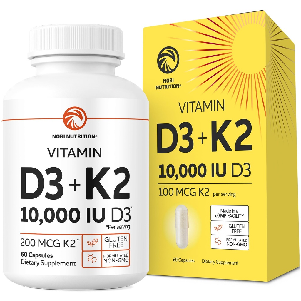 Vitamina D3 K2 5000 UI para o sistema imunológico, ossos fortes e dentes de apoio ; Vit D3 125mcg, Vitamina K2 MK7 100mcg, cálcio 210mg e BioPerine 3rd-Party testado, Não-GMO 60 cápsulas (fornecimento de 2 meses)
