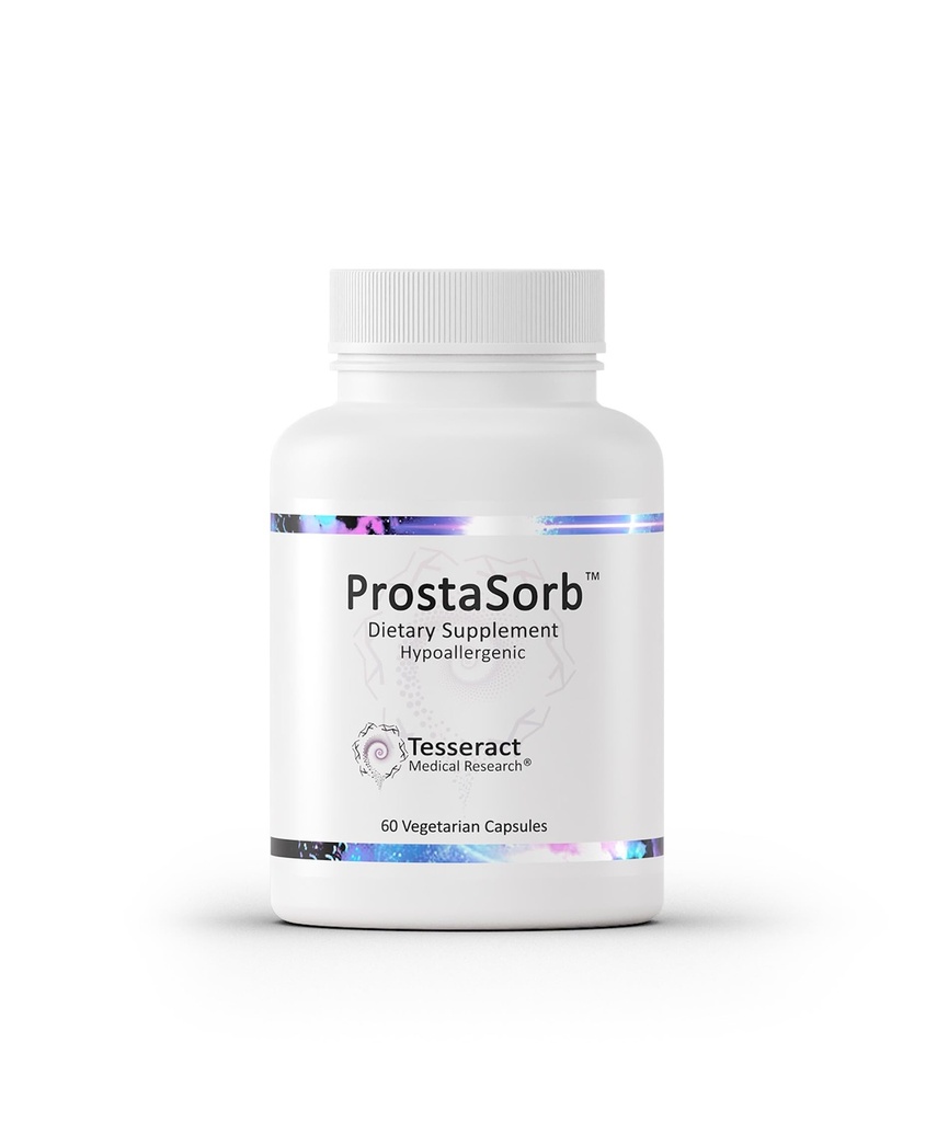 Tesseract ProstaSorb, suplementos de próstata para homens com serra Palmetto, Pigeum e abóbora, Suporta função de próstata saudável, Esvaziamento de bexiga, Fluxo urinário, Sem glúten, 60 cápsulas vegetarianas