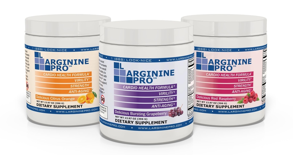 L-ARGININE PRO 5,500mg L-Arginina Plus L-Citrulina 1,100mg Framboesa, laranja e uva em pó mistura Suplemento para aumento da produção de óxido nítrico