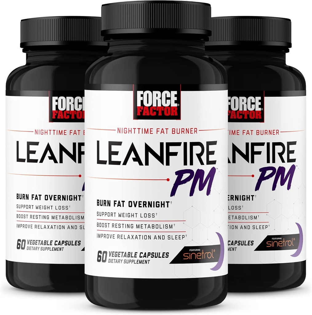 Força Fator LeanFire PM, pílulas de perda de peso para mulheres e homens, queimador de gordura e overnight perda de peso pílulas para queimar gordura, aumentar o metabolismo, e melhorar o sono para resultados incríveis, 60 contagem (Pacote de 3)