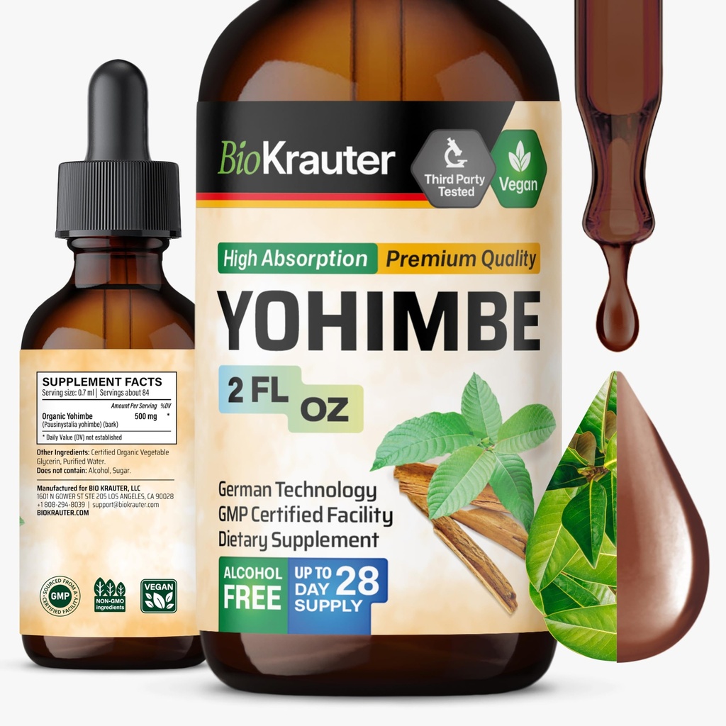 BIO KRAUTER Yohimbine - Vegan Yohimbe Suplementos para homens e mulheres