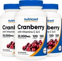 Nutricost Cranberry Extract 25,000mg (120 Servings) 3 garrafas com vitamina C & E