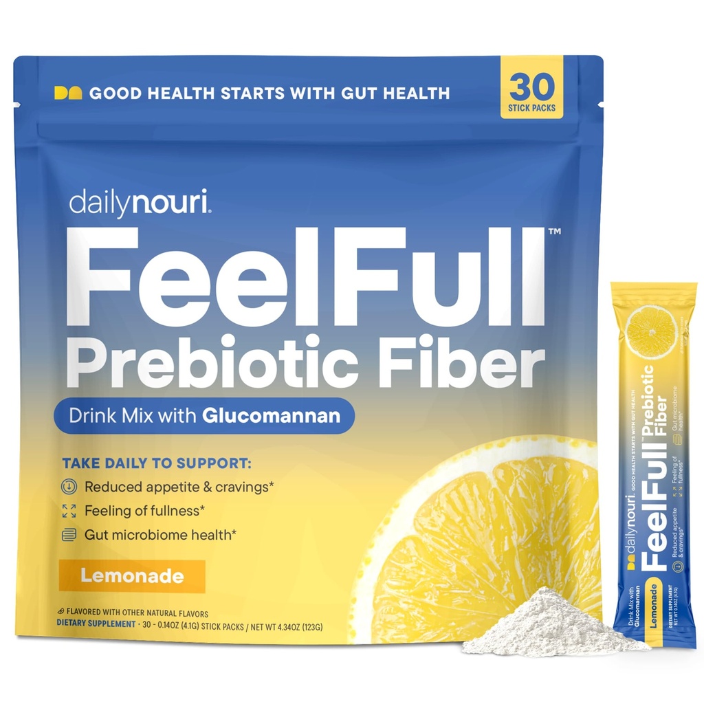Diária Nouri FeelFull Prebiotic Fiber Drink Mix Suporta Fullness Natural, Controle de apetites e desejos, Gut & Saúde Metabólica