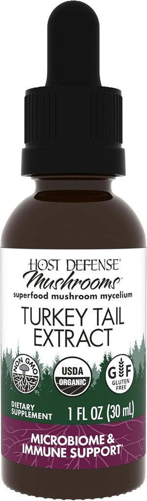 Host Defense Turkey Tail Extract - Digestive Health & Imune Response Support Supplement - Suplemento de Cogumelo para Suporte Gastrointestinal & Gut Microbiome - 1 fl oz (30 Servings)*