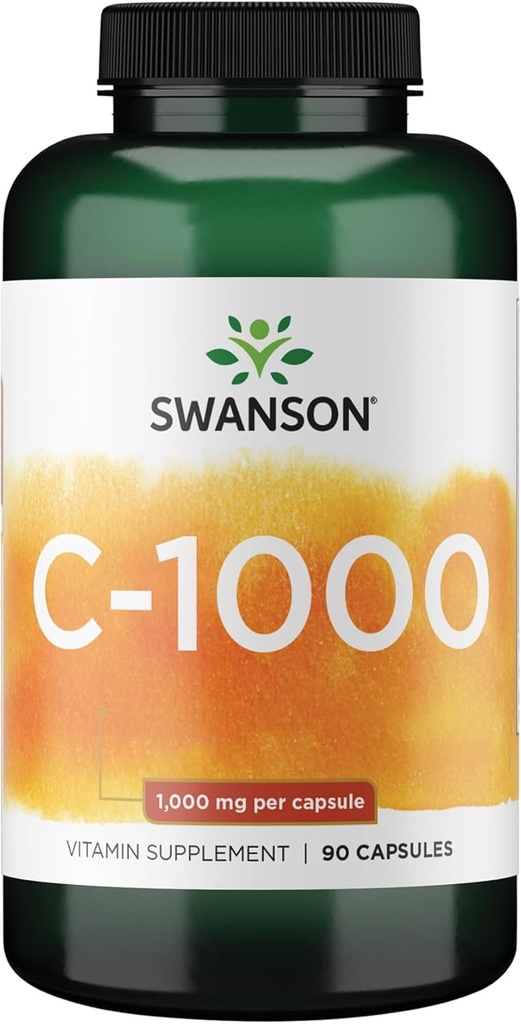 Swanson Vitamina C w/Rose HIPS - Suplemento de ervas que promove a saúde da pele, saúde do coração e sistema imunológico Suporte - Fórmula Natural que promove a proteção e bem-estar - (90 Cápsulas, 1000mg cada)