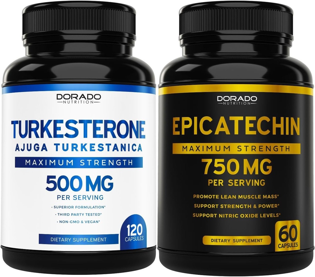 DORADO NUTRITION Epicatechin Extract 750mg por serviço - (120 Cápsulas) e Suplemento de Turkesterona 500mg (120 Cápsulas)