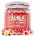 Vitamina B1 e pastilhas complexas de vitamina B metilada - Todas as vitaminas B, Benfotiamina, tiamina e inositol, multivitamínicos B1 B2 B6 metilfolato de L-metilo, metil B12 para Nerve Cognition Energy, 60 Cts