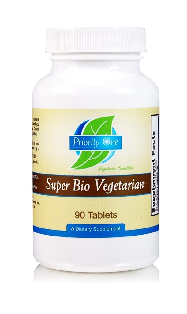Prioridade Um Vitaminas Super Bio Vegetarian 90 Comprimidos - Suporte do Sistema Imune*- Força Clínica - Benefícios dos cogumelos Shiitake & Maitake.