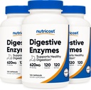Nutricost Digestive Enzimes 620mg, 120 Cápsulas Veggie (3 Garrafas) - Suplemento Digestivo Completo