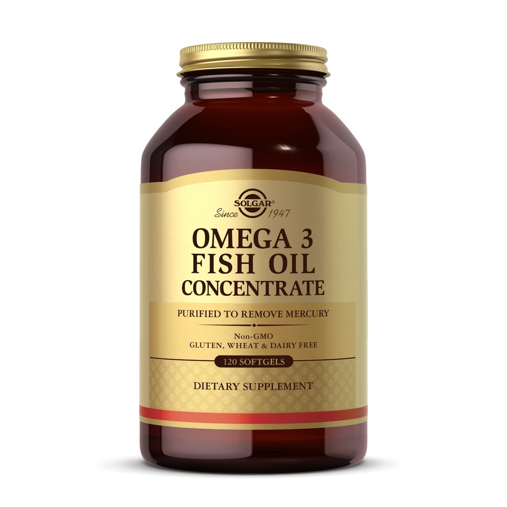 Solgar Omega-3 Concentrado de óleo de peixe - 120 Softgels - Suporte para a saúde conjunta e metabólica - Gluten Free, Non-GMO, Dairy Free - 60 Servings
