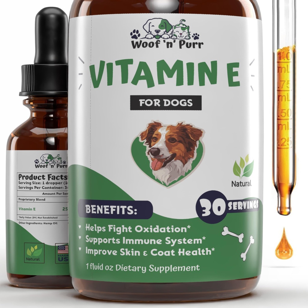 Vitamina E para cães - Vitamina E para cães - Vitamina E para cães - Vitamina E Canino - Vitamina E Suplemento para cães - Vitamina E Oil Dog - Vitaminas para cães - Dog Imune Support - 1 fl oz