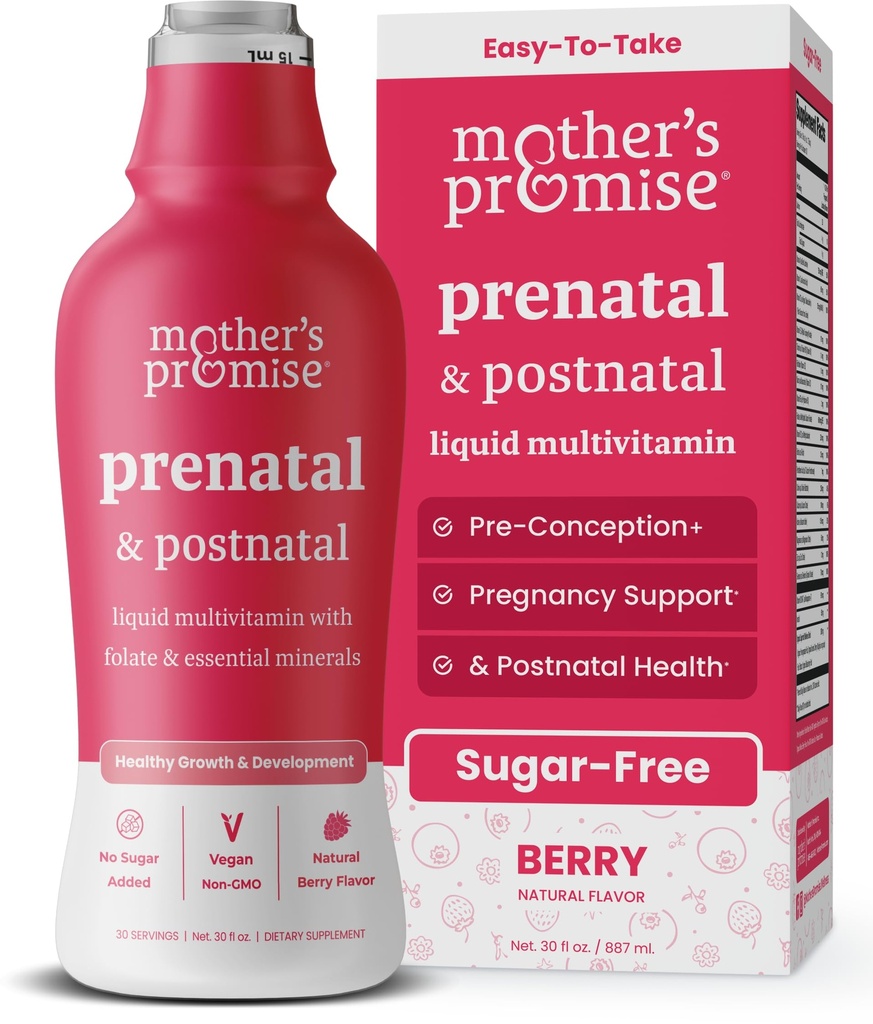 Promessa da mãe pré-natal e pós-natal multivitamin para as mulheres ; Açúcar livre líquido pré-natal Vitaminas para as mulheres com folato, cholina & frutas orgânicas para o pré-conception , Gravidez & enfermagem