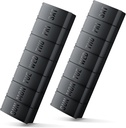 Organizador de comprimidos grande 2 Pack, Organizador de comprimidos fácil-aberto semanal, Organizadores de comprimidos diários XL, Organziers de pílulas de medicina de 7 dias, Caixa de remédios 7 Dia para grandes suplementos de vitaminas (Duplo Preto)