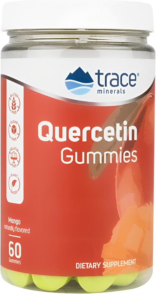 Trace Minerals Quercetina - Suplemento antioxidante Suporta Saúde Imune & Celular - Nutrientes Essenciais Suplemento Suporta Absorção Mineral & Saúde Cardiovascular - Mango, 60 Gummies