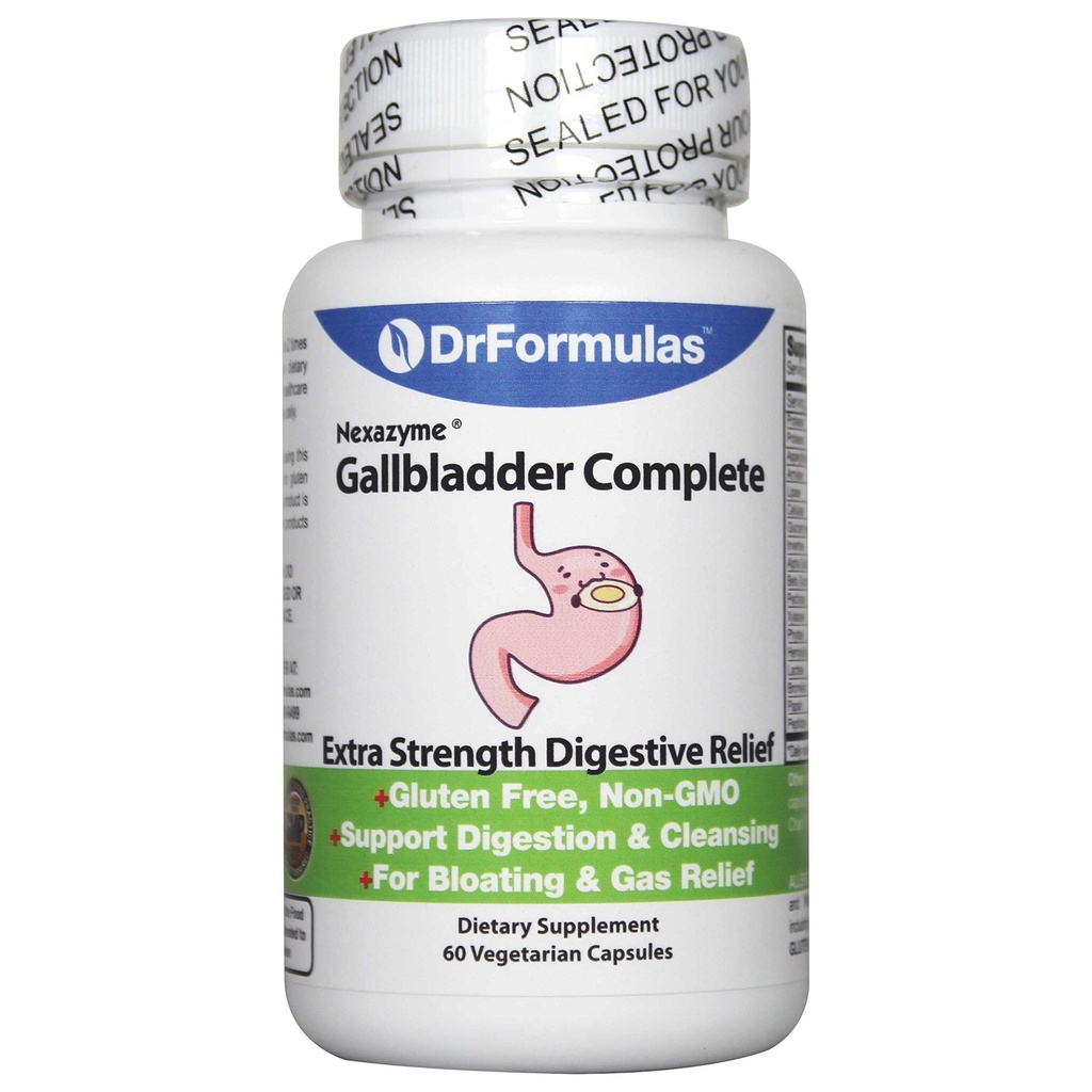 DrFormulas 18 Enzimas Digestivas de Apoio à Vísula Gall e Enzimas Pancreáticas com Amylase, Protease, Lipase, Lactase, Celulase, Bromelaína 60 Cápsulas