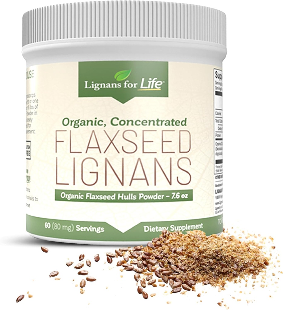 Lignans for Life - Natural Bulk Ground Flaxseed Powder - Omega 3 & 6 ácidos gordos preenchidos Antioxidantes de alta fibra - Suporte Coração saudável & cabelo, Sistema imunológico saudável - 60 Servings 80mg por guia, 1 Pack