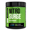 Jacked Factory NITROSURGE Pre Treino Suplemento - Impulsionador de energia, Ganhos de força instantânea, claro foco e bombas intensas - NO Booster e poderoso pré-treino Energia Pó - 30 Servings, Framboesa Azul
