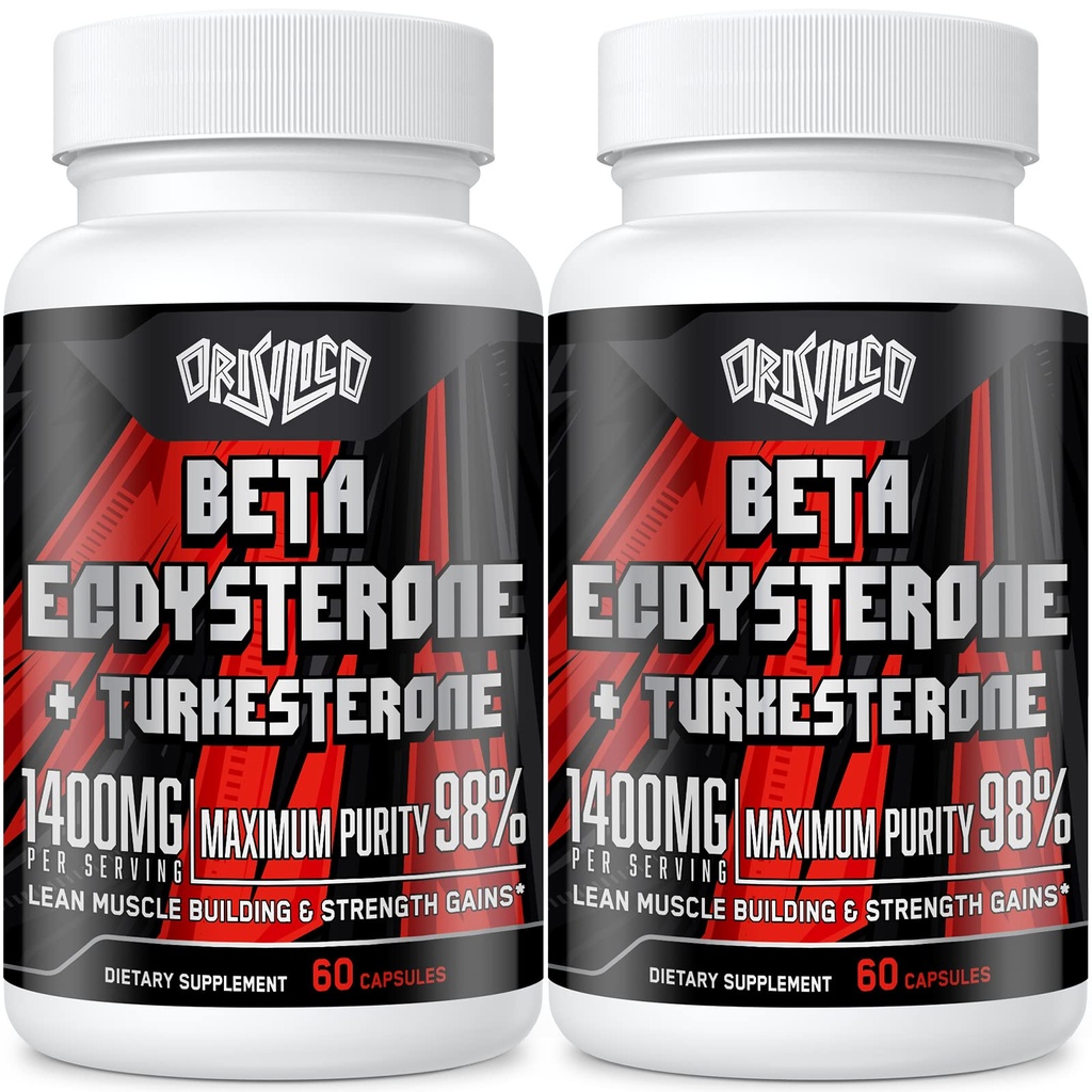 1400mg Beta Ecdysterona e Turkesterone Suplementos, Maximizado 98% Beta Ecdysterona & 20% Turkesterone Extrato para Massa Mússica, Força, Síntese Proteica, 120 Cápsulas