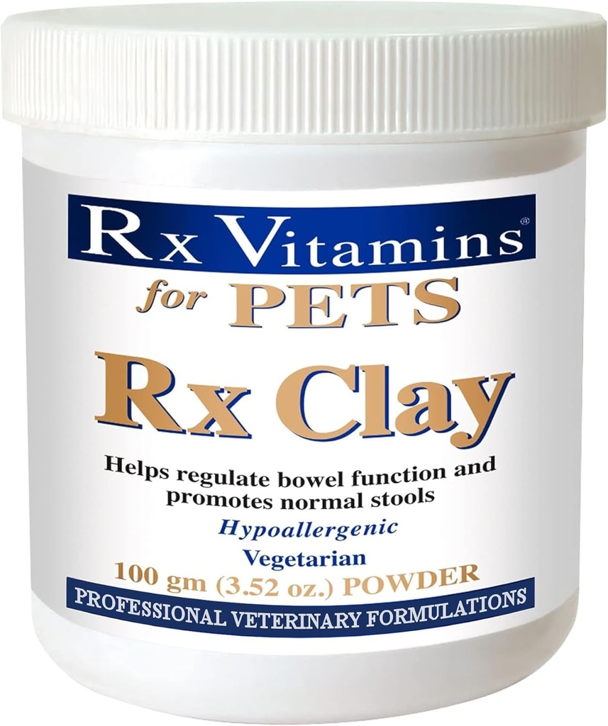 Rx Vitaminas Rx Clay Powder para Animais de estimação - Anti Gás e Anti Diarréia para Cães e Gatos - Pet Digestive Health & Stool Support - Cat & Dog Supplement para Eliminação - 3,52 oz.