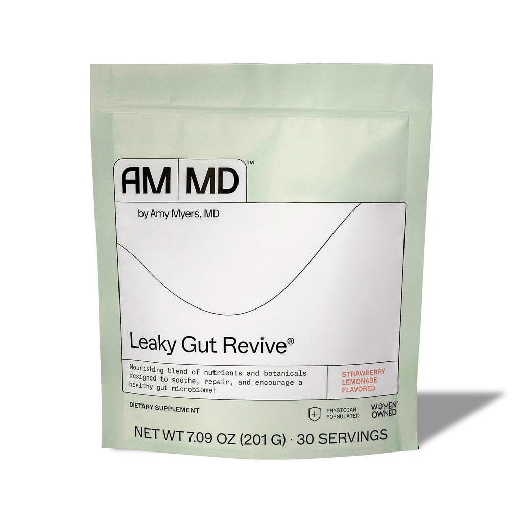 Amy Myers MD Leaky Gut Revive - Gluten-Free & Non-Dairy - Mistura Botânica para o Suporte de Gut Saudável - Suporte de Saúde GI com Fibra Prebiótica - Morango Limonada, 7.09 oz (30 Servings)
