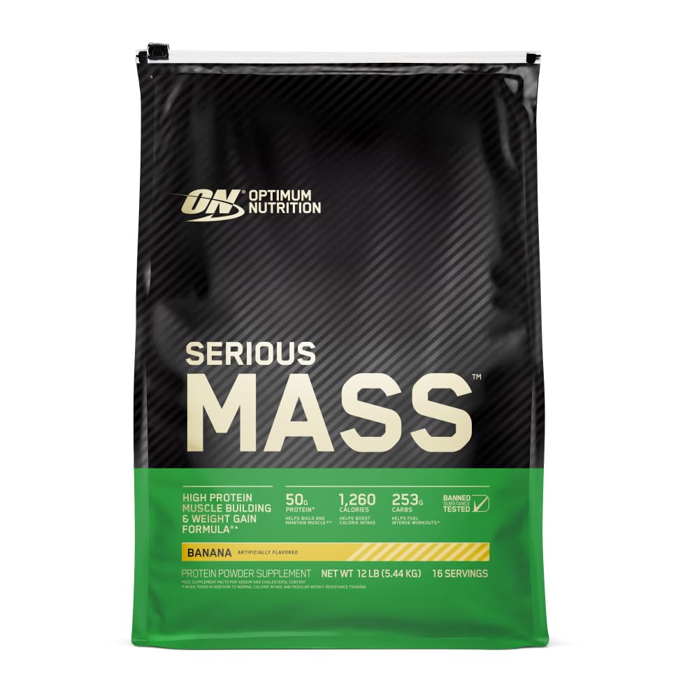 Massa de nutrição ótima grave, peso Gainer Proteína Pó, Gainer massa, vitamina C e zinco para o suporte imunológico, Creatina, Banana, 12 libras (embalando maio Vary)