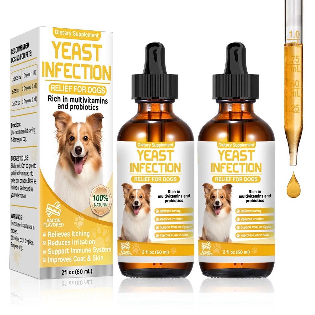 Tratamento da Infecção pelo Levedo para Cães, Tratamento da Infecção Orelha do Cachorro, Orelha Comichosa, Sintomas de Pele & Alergia Alívio-Reduz Inflamação & Alívios Irrigação, Dog Supplement Drops with Multivitamins Probióticos