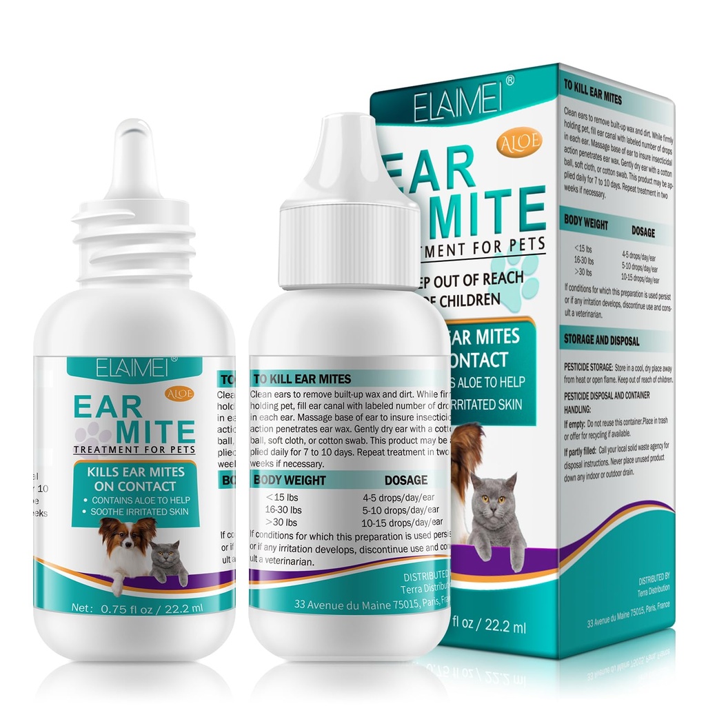 Tratamento de Mitos de Orelha para Cães, Tratamento de Infecção de Orelha, Tratamento de Mitos de Orelha para Infecção de Lemento de Cão, Sofrer de Alívio de Mitos de Orelha e Comichão e Odores Fedorentos para Orelhas de Cães