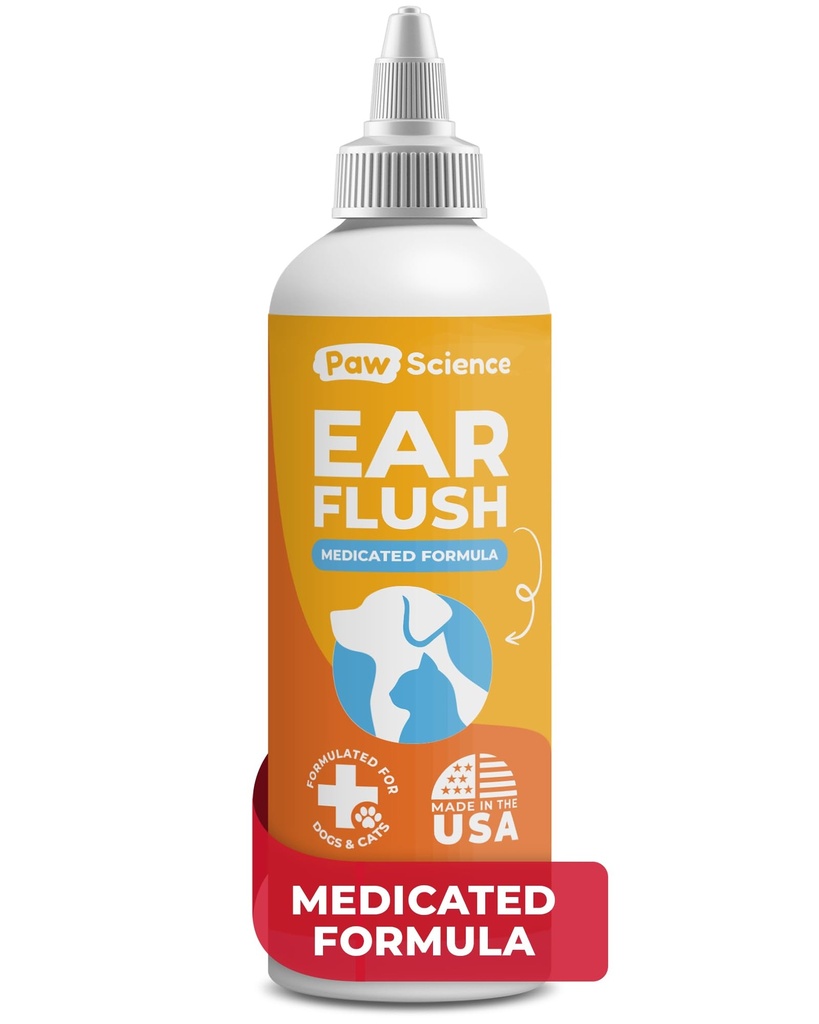 Paw Science Dog Ear Cleaner - Tratamento de Infecção de Orelha de Gatos e Cães - Solução de Lavagem, Flush e Limpeza de Animais de Estimação para Cães e Gatos