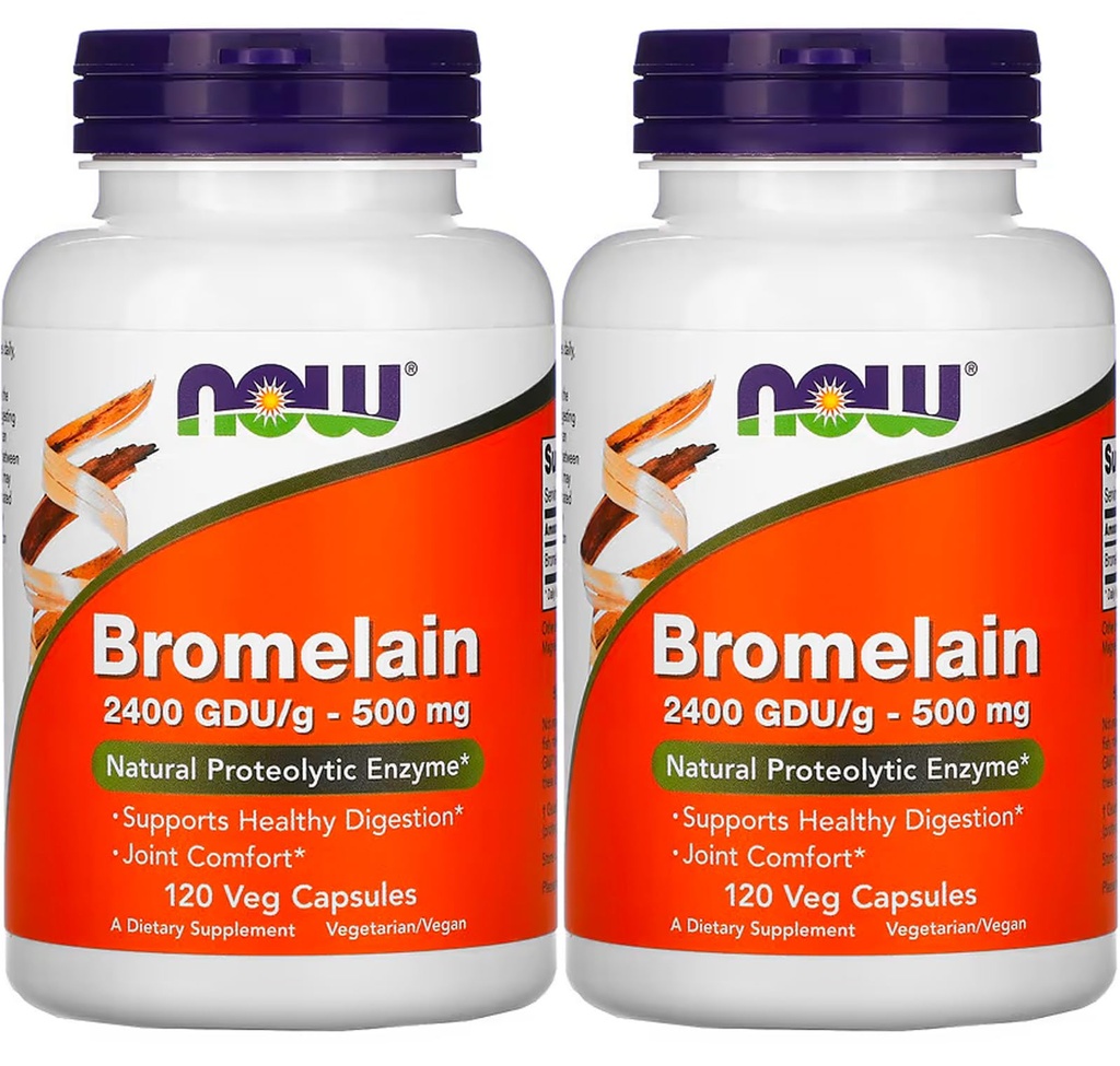 Agora Alimentos Bromelain 2400Gdu/500mg, 120 Veg Cápsulas (Pacote de 2)
