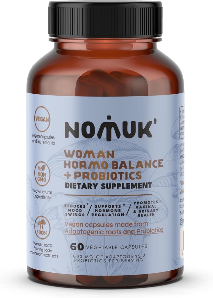 Hormo Balance + probióticos para Mulheres, Suplemento dietético com Shatavari rooot, Maca Schisandra & Ginseng Extract, probióticos para Digestive, Imune Health 60 Cápsulas