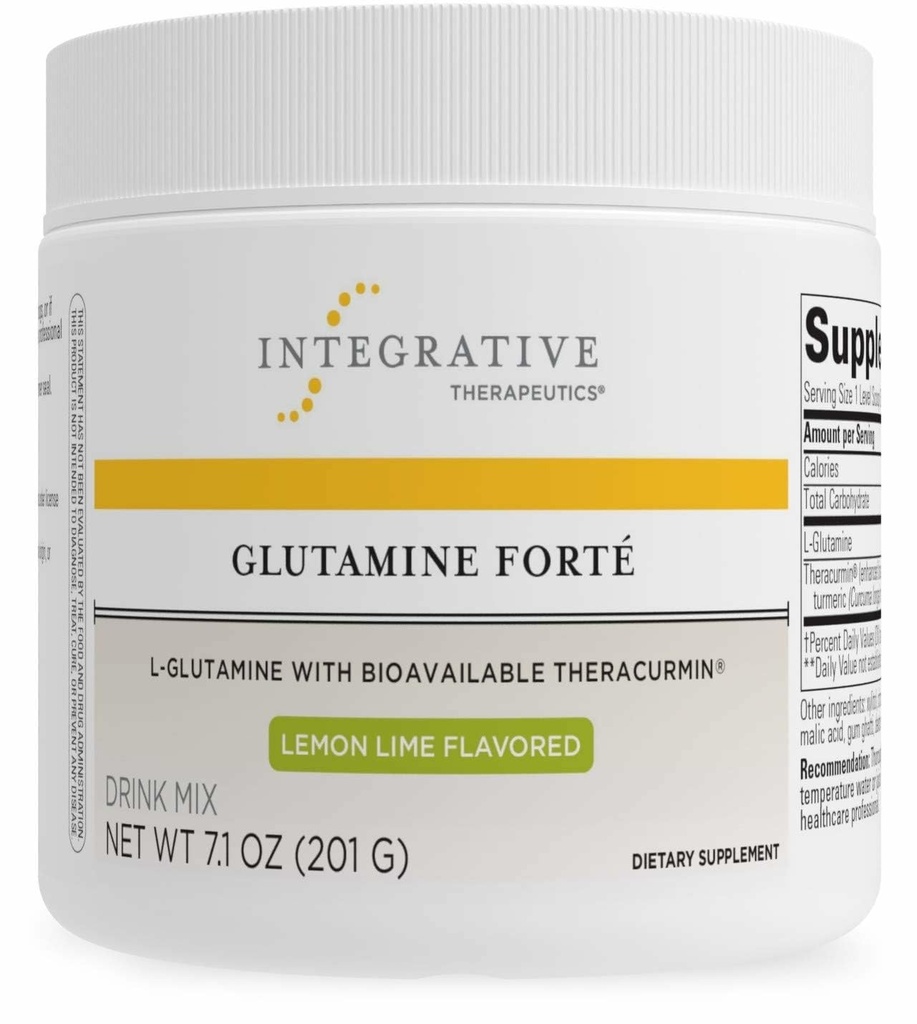 Integrative Therapeutics Glutamina Forte - Suplemento diário de saúde* - Gut Support Drink Mix* - Vegan, Gluten-Free & Dairy-Free - Limão Flavored - 7.1 oz (30 Servings)
